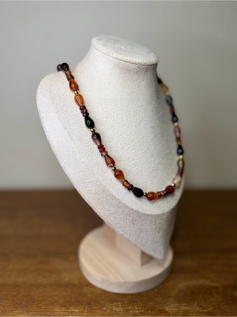 Artisan Autumn Ember - Carnelian Beaded Necklace - Womens Jewelry - Picture 2 of 3
